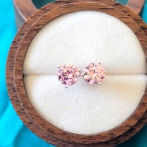 2ctw round brilliant pink simulated diamond stud martini earrings in 14k wg